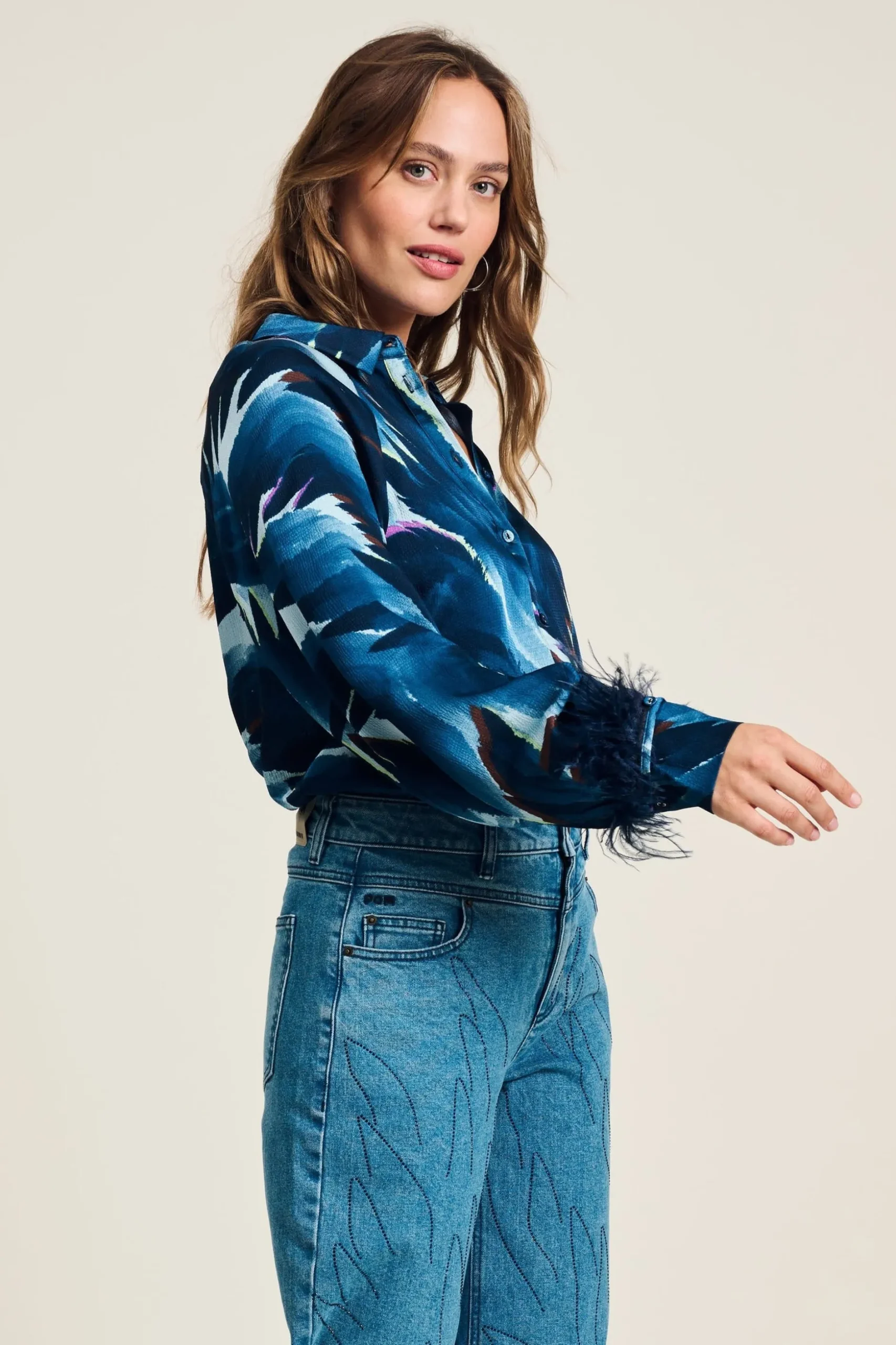 BLOUSE Feathers Blue