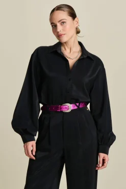 BLOUSE Violet Shimmer Black